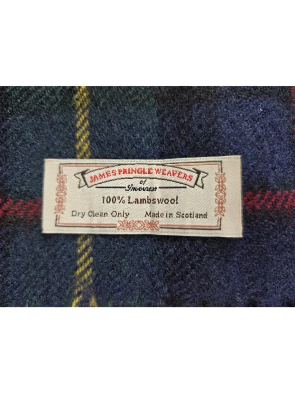 James Pringle Weavers Lambswool Scarf Dress Gordon Tartan Green Blue Yellow Red